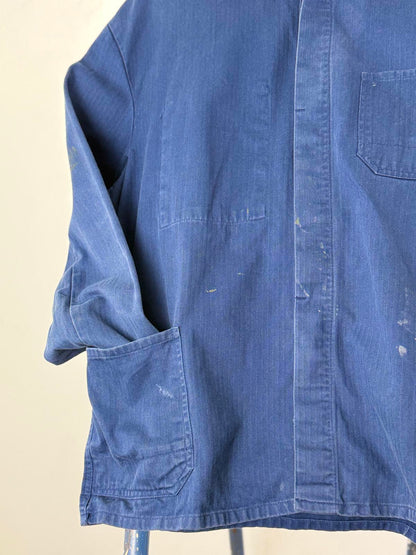 French Work Jacket XL Herringbone Tweed Vintage