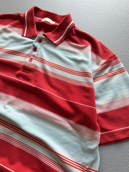 Y2K Stripe Polo Shirt Boxy Fit XL