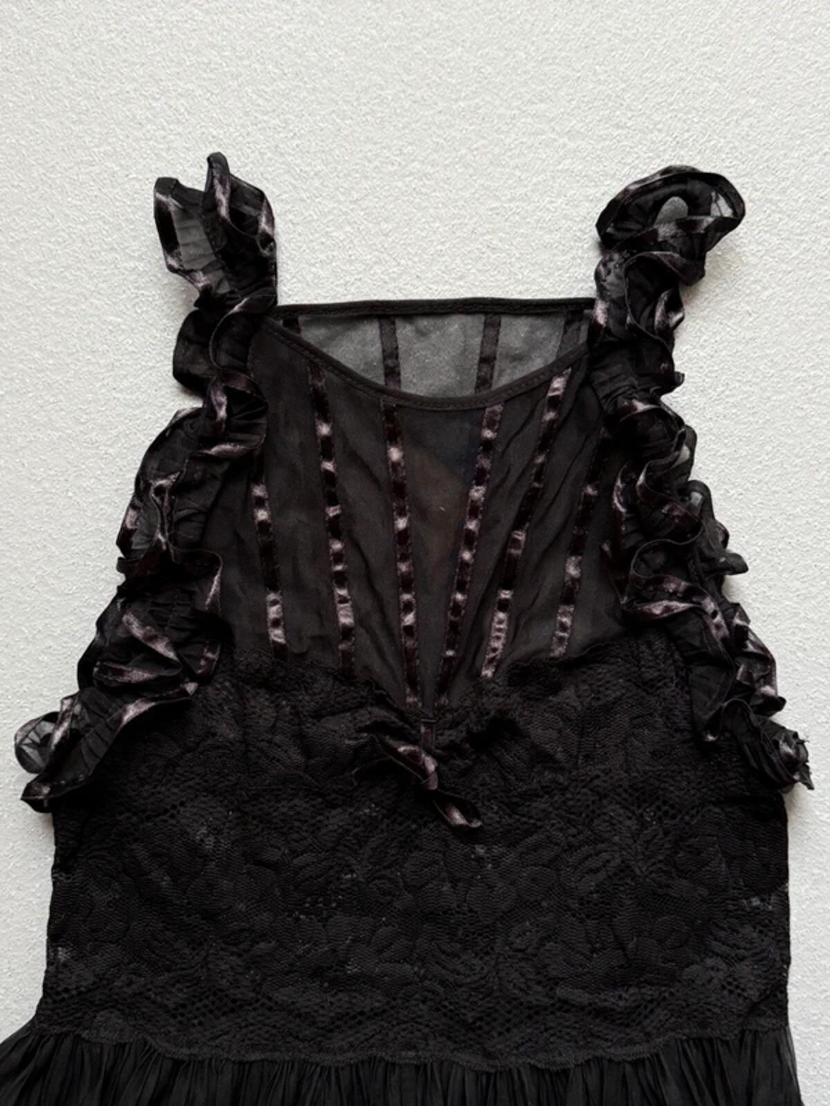 Y2K Ruffled Lace Babydoll 6/8 Black