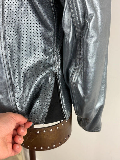 Frank Thomas Silver Cropped Motorcycle Jacket Size 16