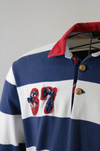 Ralph Lauren Rugby Shirt Striped Large Polo Navy Prep
