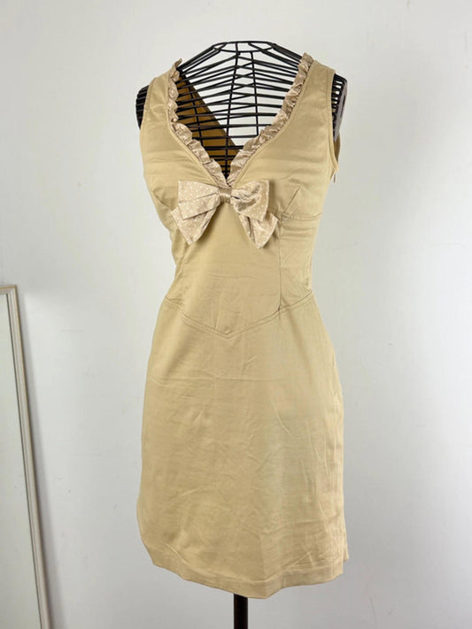 Blumarine Gold Cotton Bow Dress Size 8