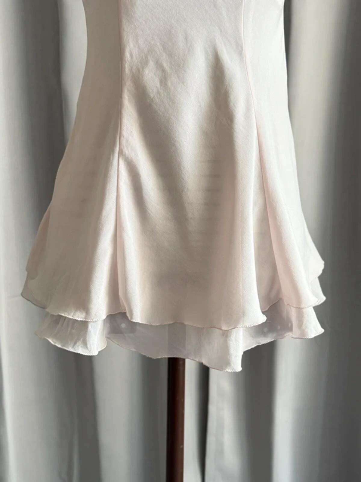 Y2K Ruffled Short Rose Pink Strap Dress Medium