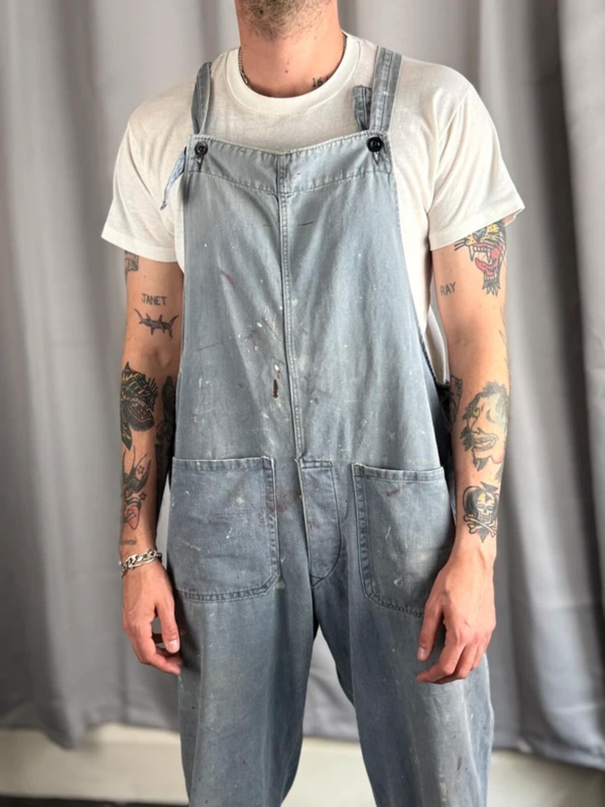 Vintage 1950s Railway Train Driver Dungarees Large
