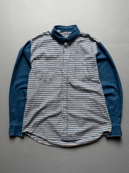 Vintage Check Cowboy Shirt Large Blue Mens