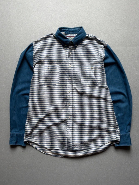 Vintage Check Cowboy Shirt Large Blue Mens