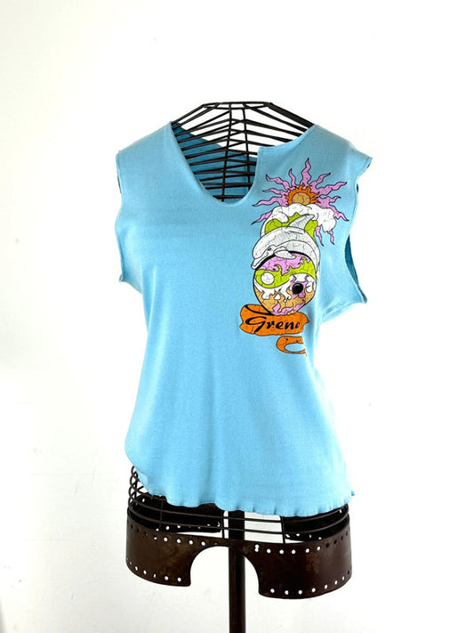 Y2K Asymmetrical Collar Graphic Baby Tee XL