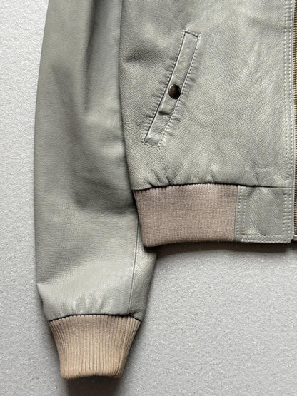 Y2K Grey H&M Cropped Leather Jacket Size 8