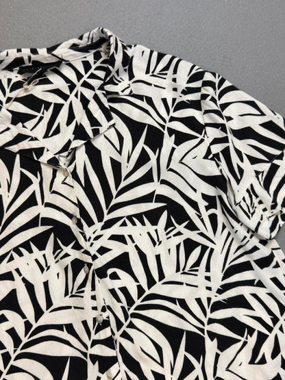 Jane + Delancry Botanical Cropped Rayon Shirt Large