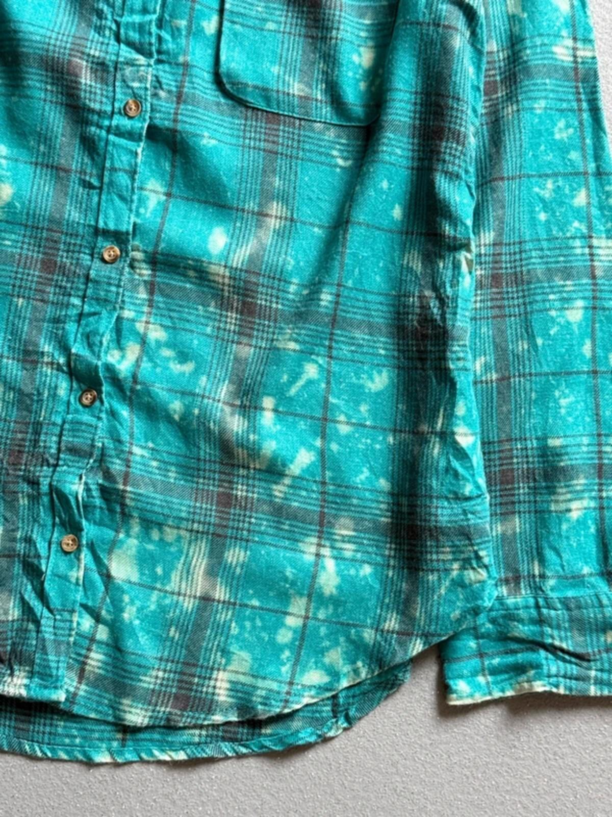 Hollister Bleach Dye Flannel Shirt Medium Mens