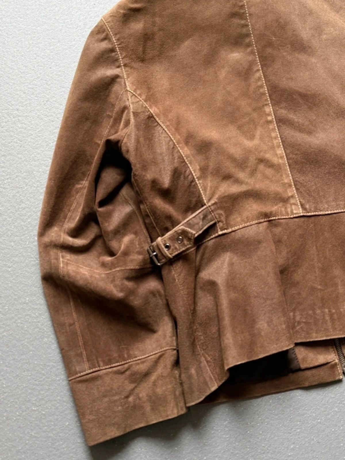 1980s Brown Suede Utility Bomber Jacket Medium Ladies