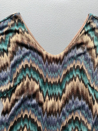 Traffic People Metallic Zigzag Mini Dress – Women’s Large
