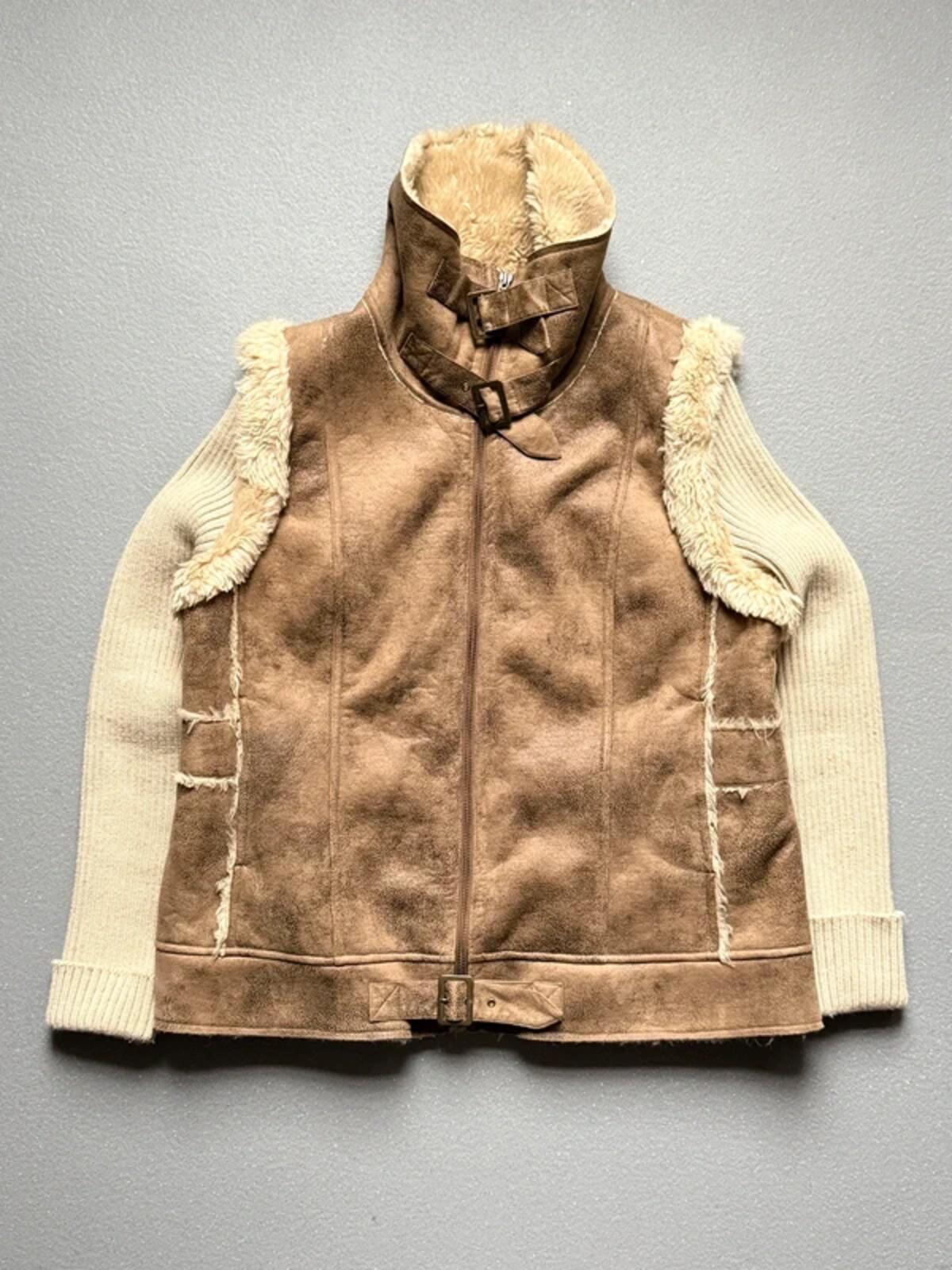 Y2K Funnel Neck Sherpa Bomber Jacket Large