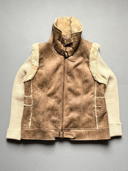 Y2K Funnel Neck Sherpa Bomber Jacket Large