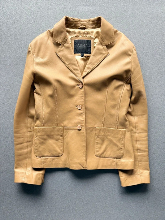 ARMA Buttery Beige Leather Jacket – Women’s UK 16