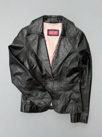 Y2K Snapshot Big Lapel Leather Jacket Large