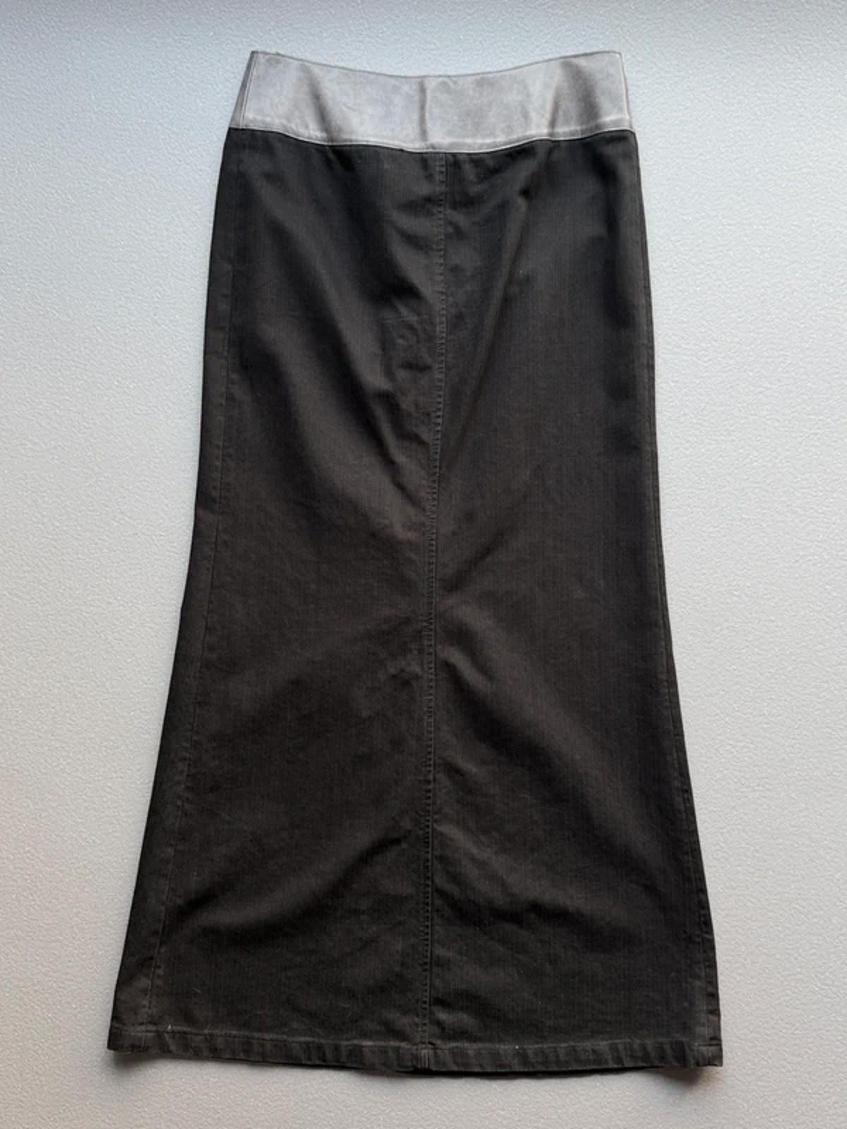 Calvin Klein Y2K Maxi Skirt 30” Leather Belt Black Denim