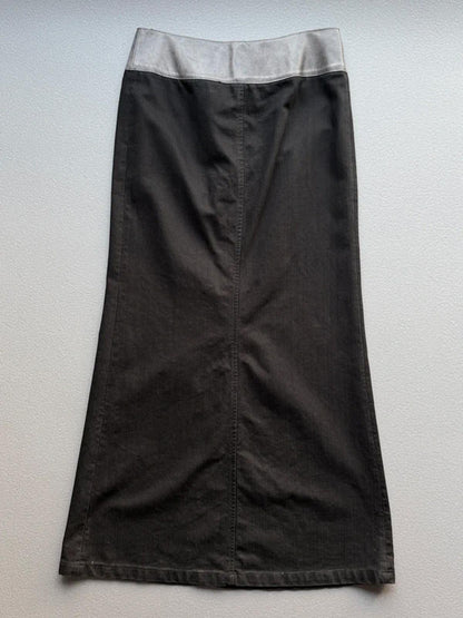 Calvin Klein Y2K Maxi Skirt 30” Leather Belt Black Denim