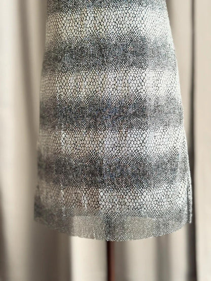 River Island Silver Metallic Mini Dress Size 14 Y2K Party Clubbing Backless