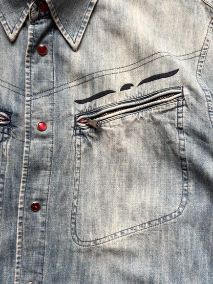 Armani 2000s Denim Utility Shirt Large Mens