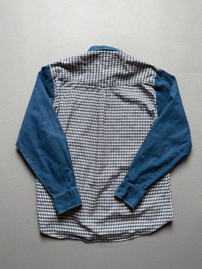 Vintage Check Cowboy Shirt Large Blue Mens
