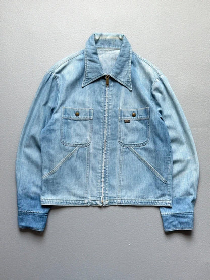 70s Lee Zip Denim Trucker Jacket Medium / Large