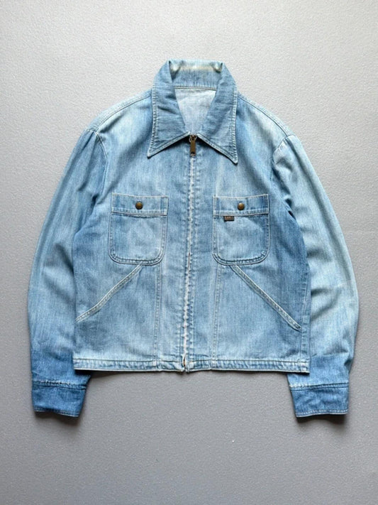 70s Lee Zip Denim Trucker Jacket Medium / Large