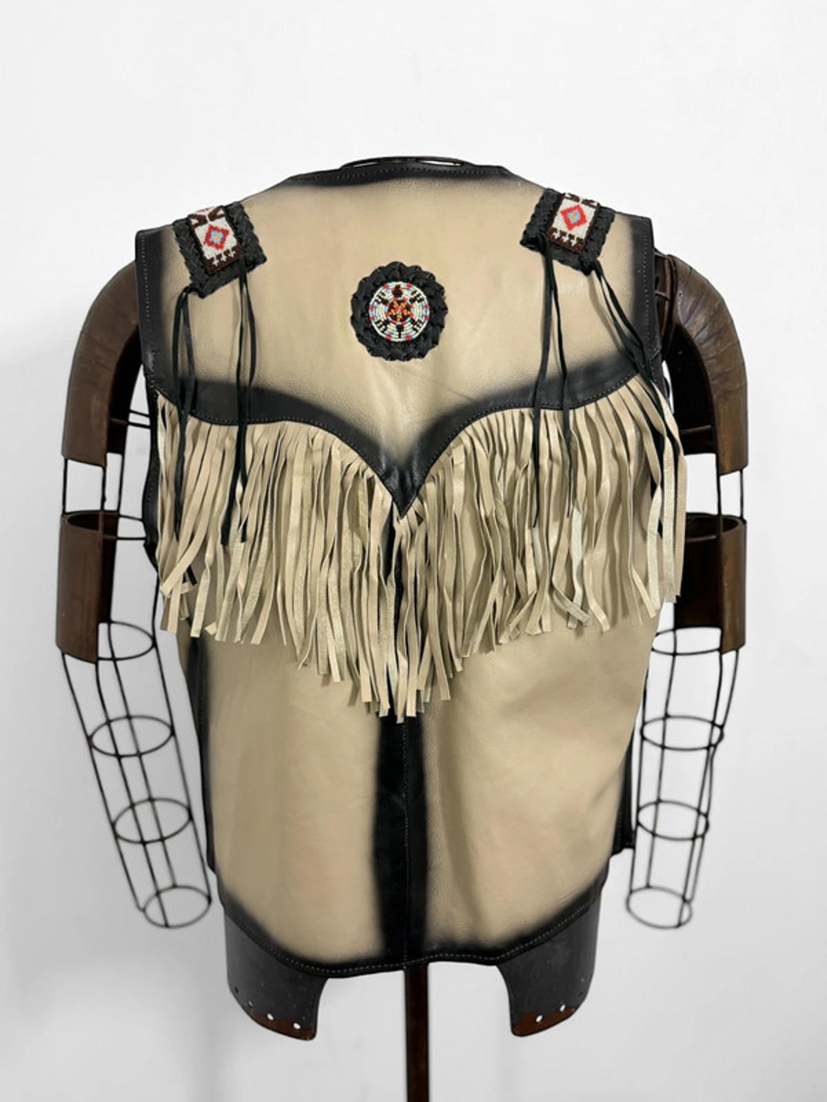 Western Cowboy Native Leather Vest Large