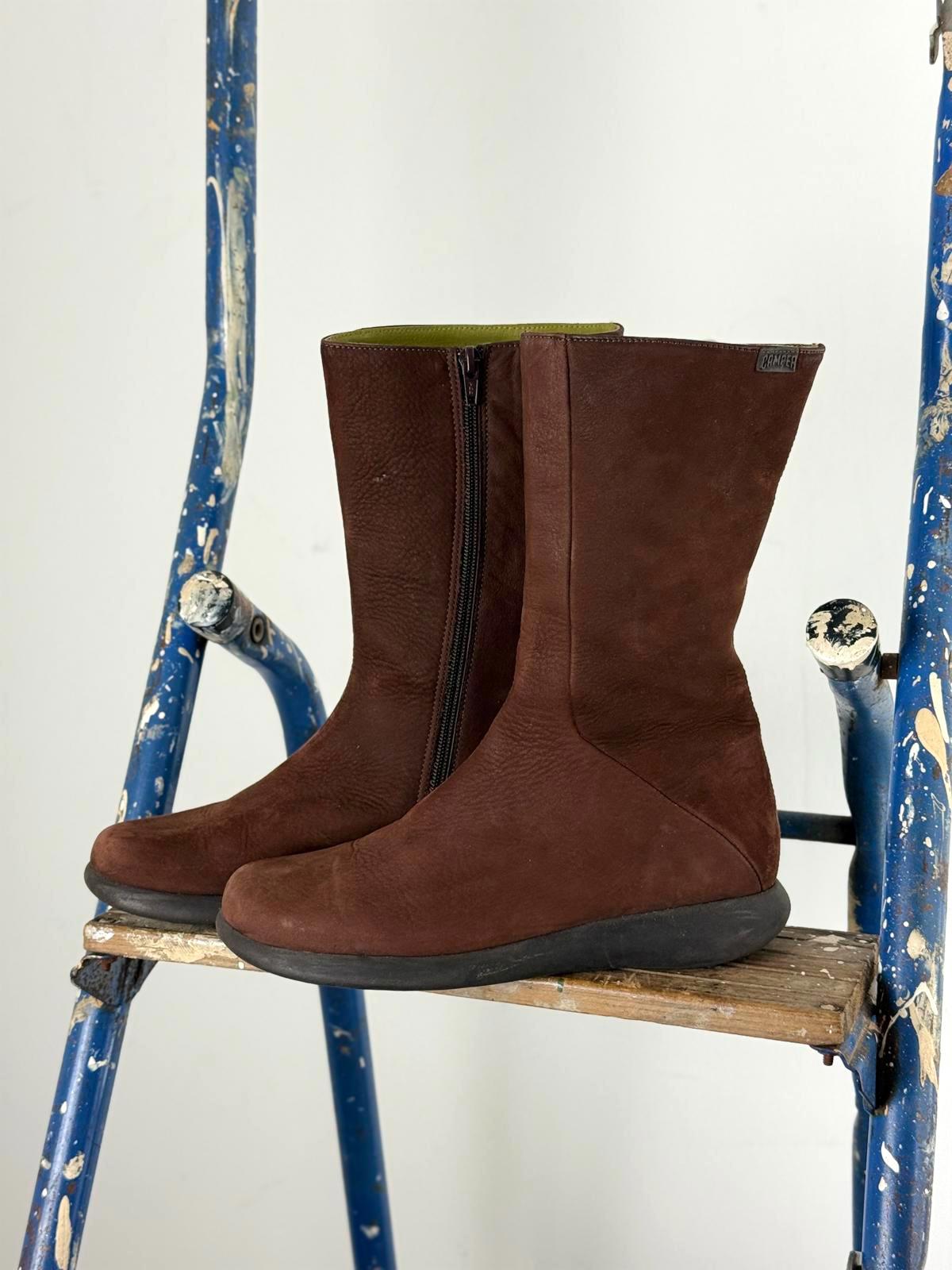 Camper Brown Leather Boots Size UK 6 Small Wedge