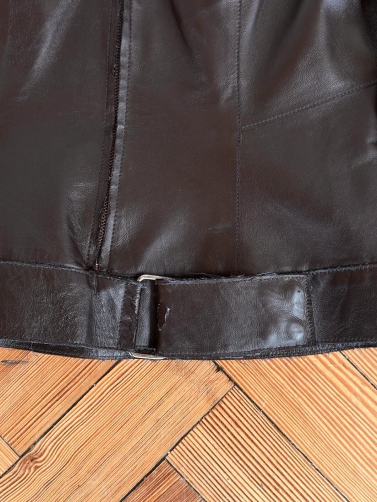 Y2K Brown Leather Biker Jacket Size 10