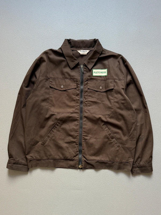 British Workwear Zip Jacket 80s XL Brown