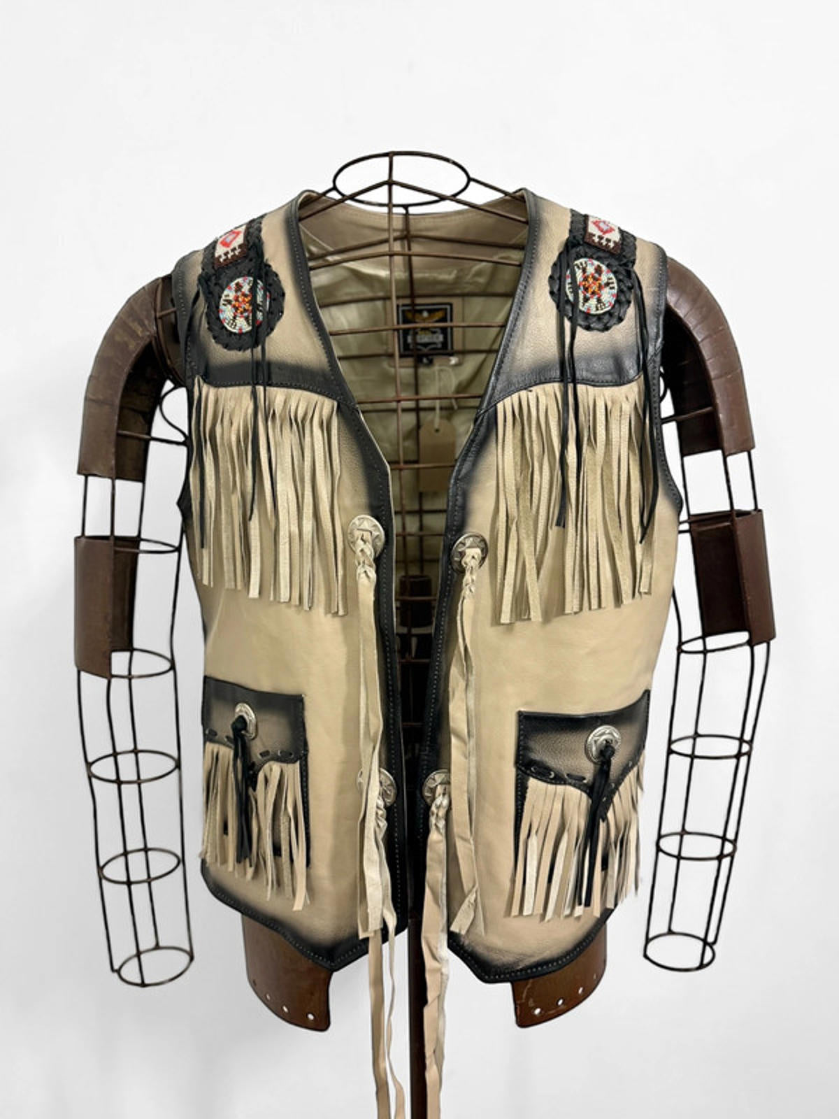 Western Cowboy Native Leather Vest Large