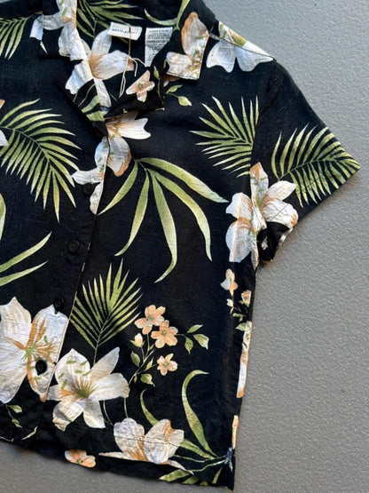 Hawaiian Botanical Rayon Cropped Shirt Ladies Size 8 /10