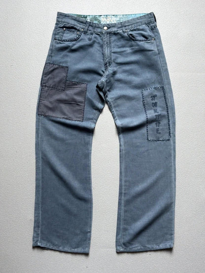 Mavi Patchwork Cotton Trousers 32” Navy