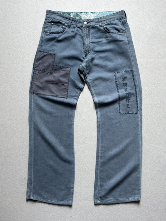 Mavi Patchwork Cotton Trousers 32” Navy