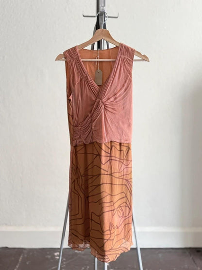 90s Vintage Abstract Sleeveless Mesh Dress Size 8/10