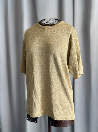 Metallic Rayon & Lurex Gold 80s T Shirt Medium