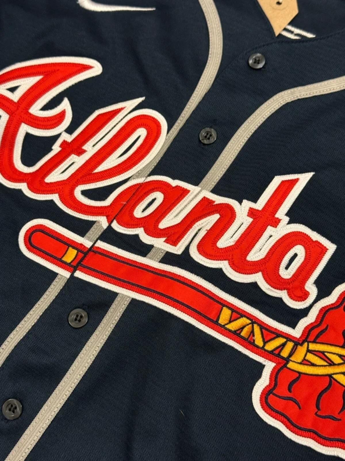 Atlanta Braves Baseball Jersey Large Navy