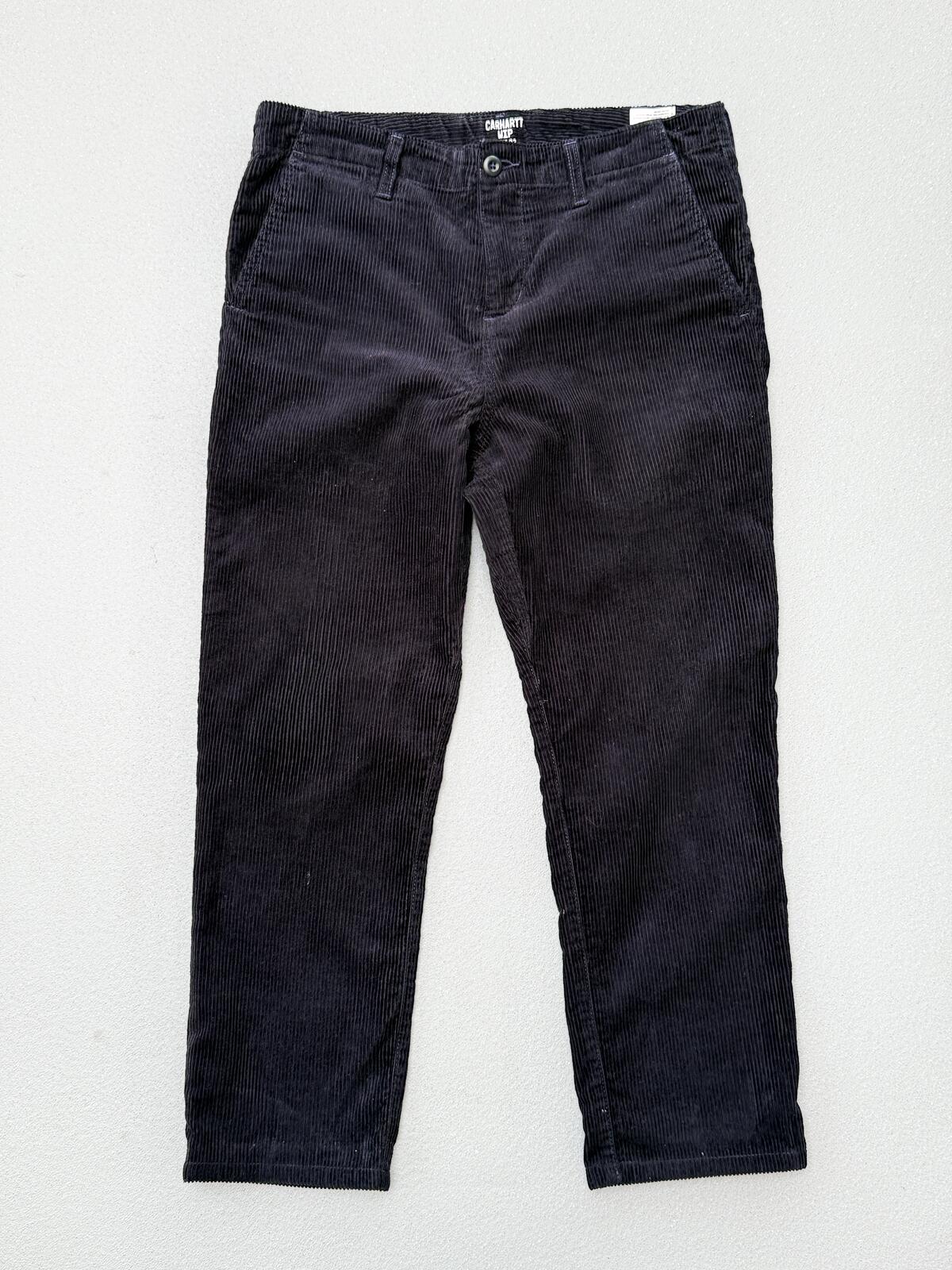 Carhartt WIP Black Corduroy Club Pants 31x32 Straight Leg Trousers