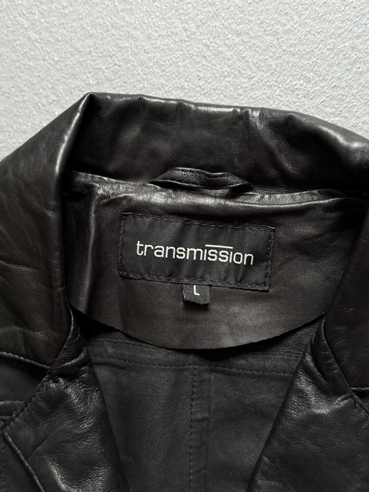 Transmission Black Leather Blazer Jacket Tailored Button Front