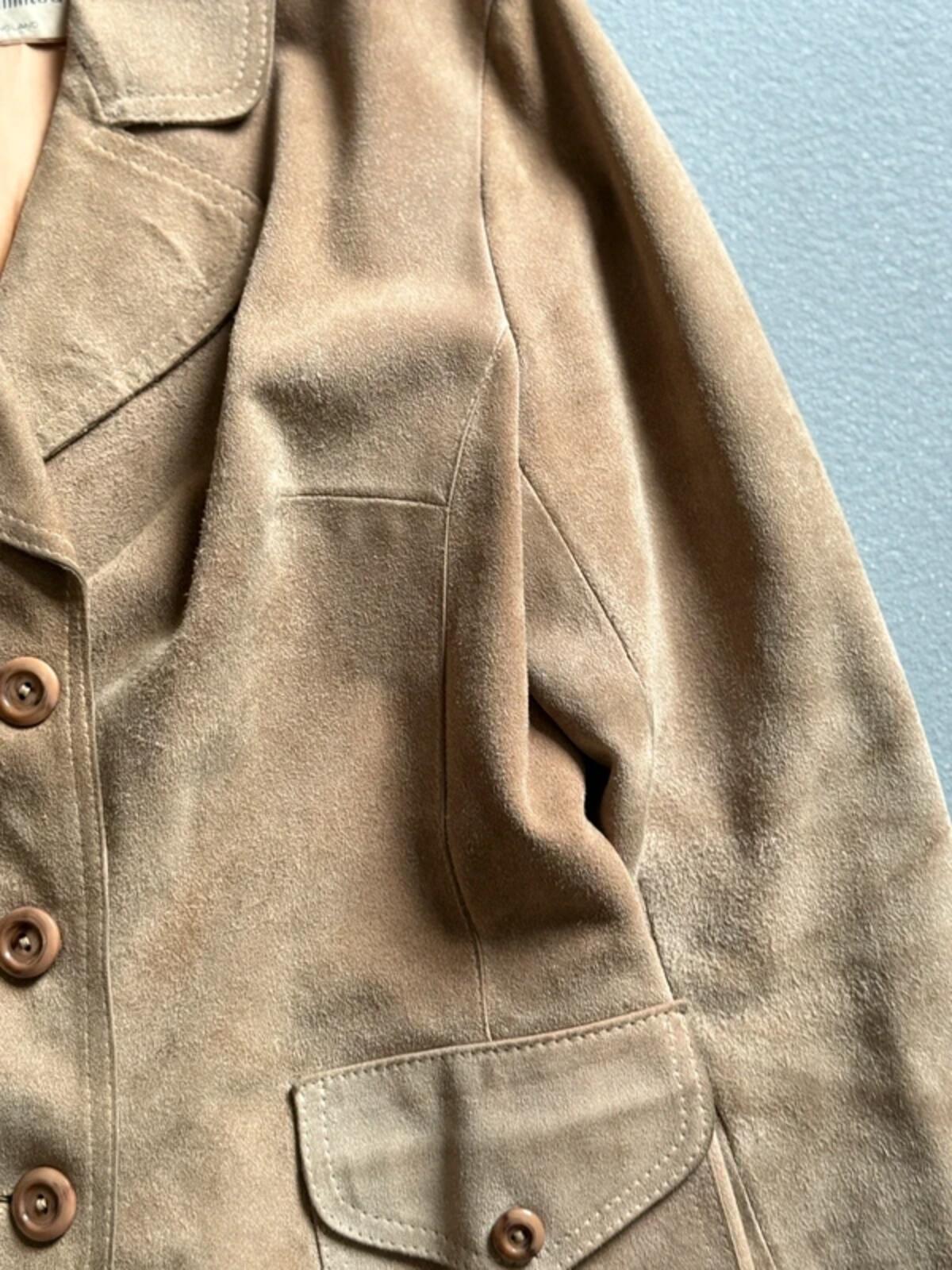 70s Suede Coat Size 18 Beige Brown Made in England