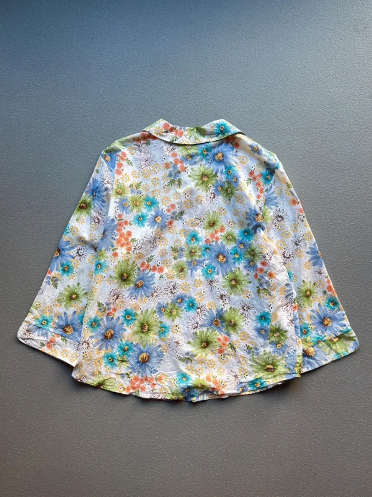 Alfred Dunner Linen Silk Floral Shirt Large Vintage