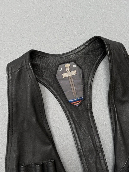 Vintage Leather Utility Vest Jopej