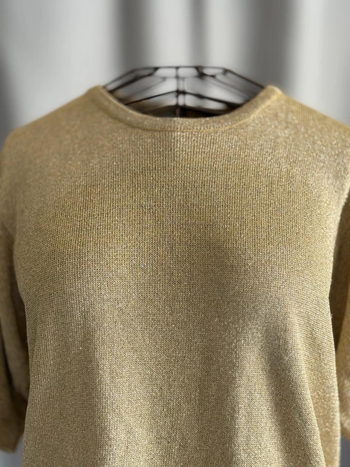 Metallic Rayon & Lurex Gold 80s T Shirt Medium