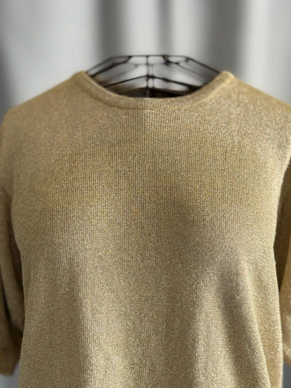 Metallic Rayon & Lurex Gold 80s T Shirt Medium