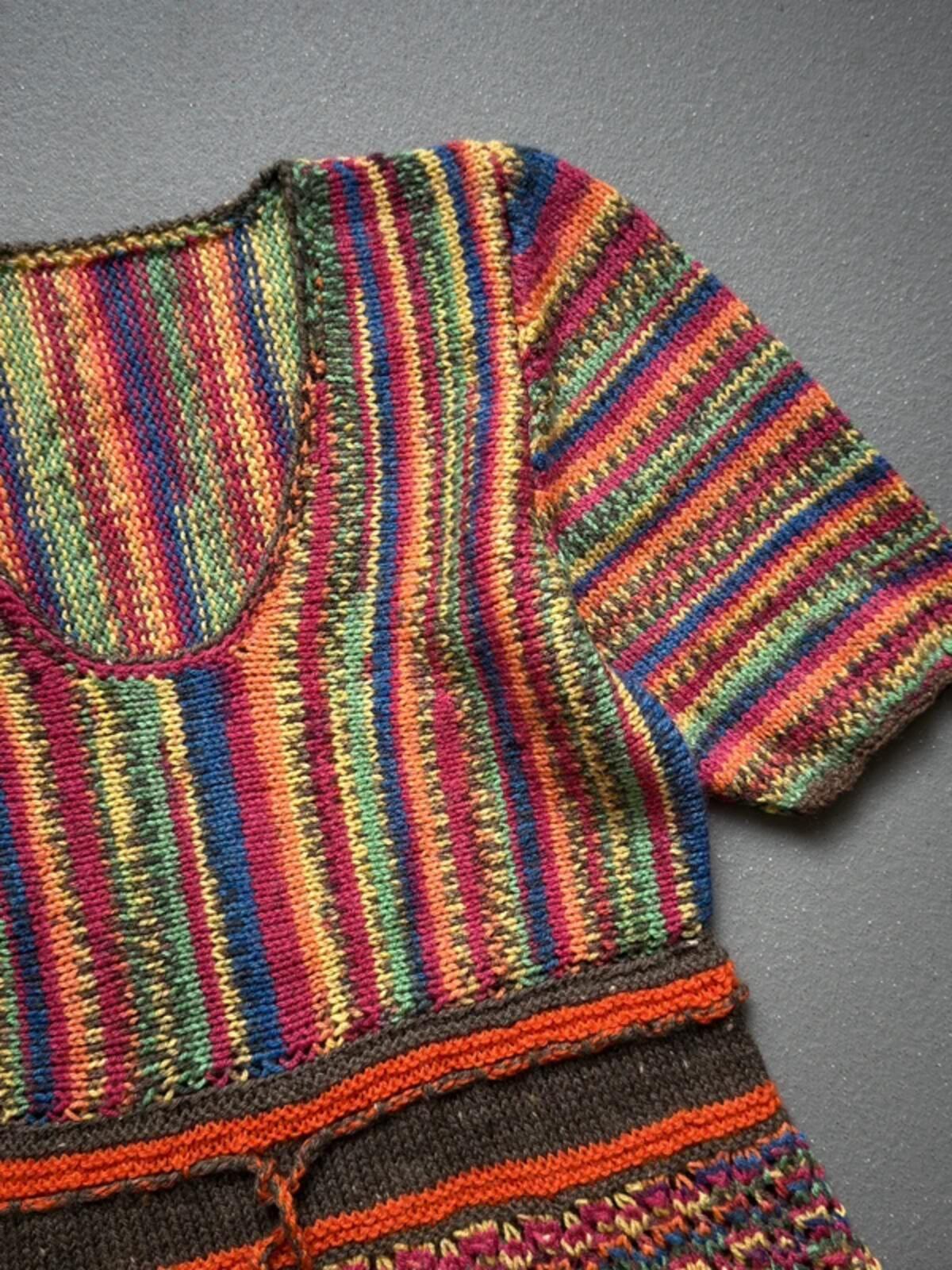 Vintage Rainbow Hand Knit Crochet Dress Small / Medium