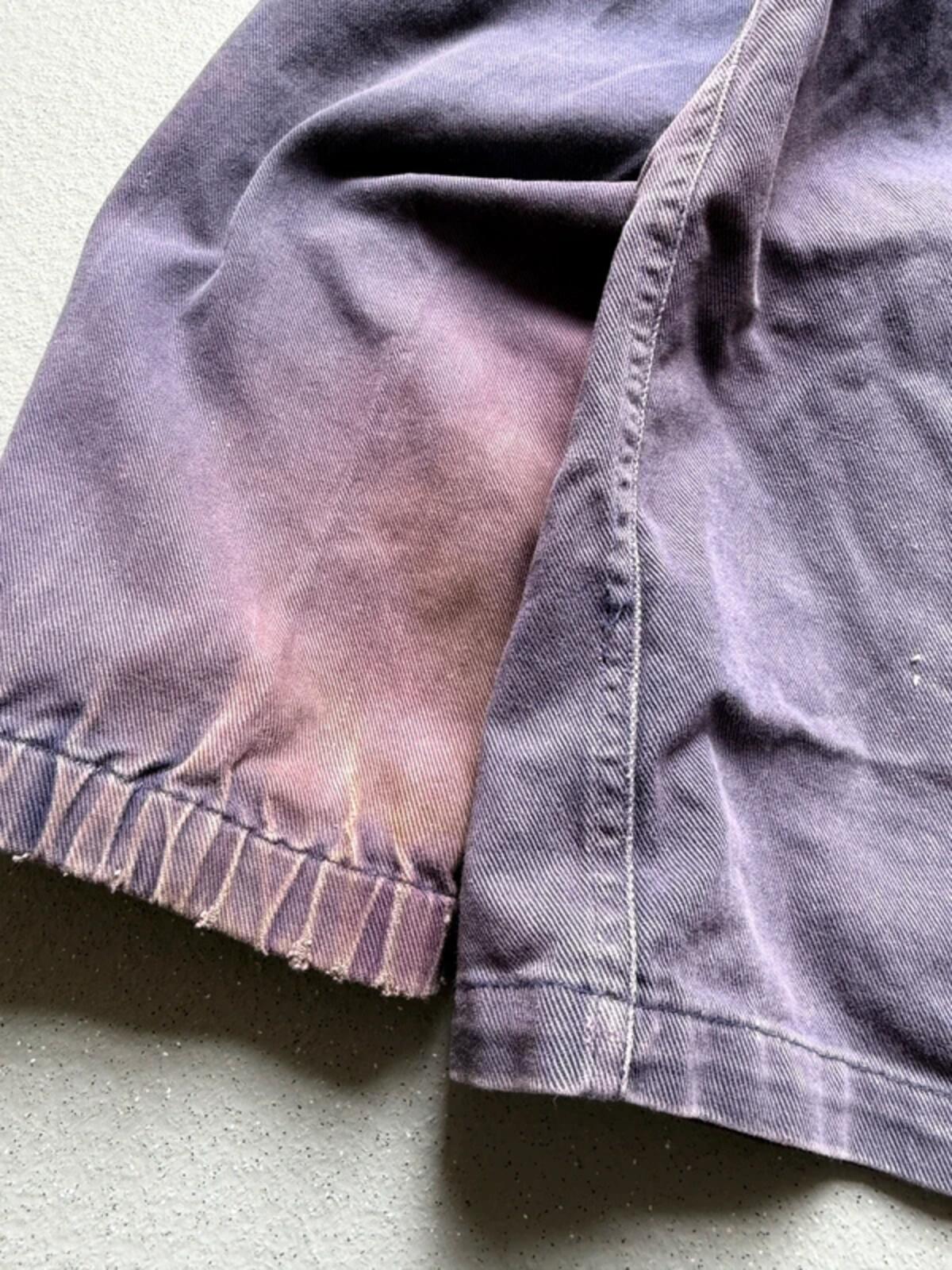 Vintage French Work Jacket Blue Purple Faded Medium