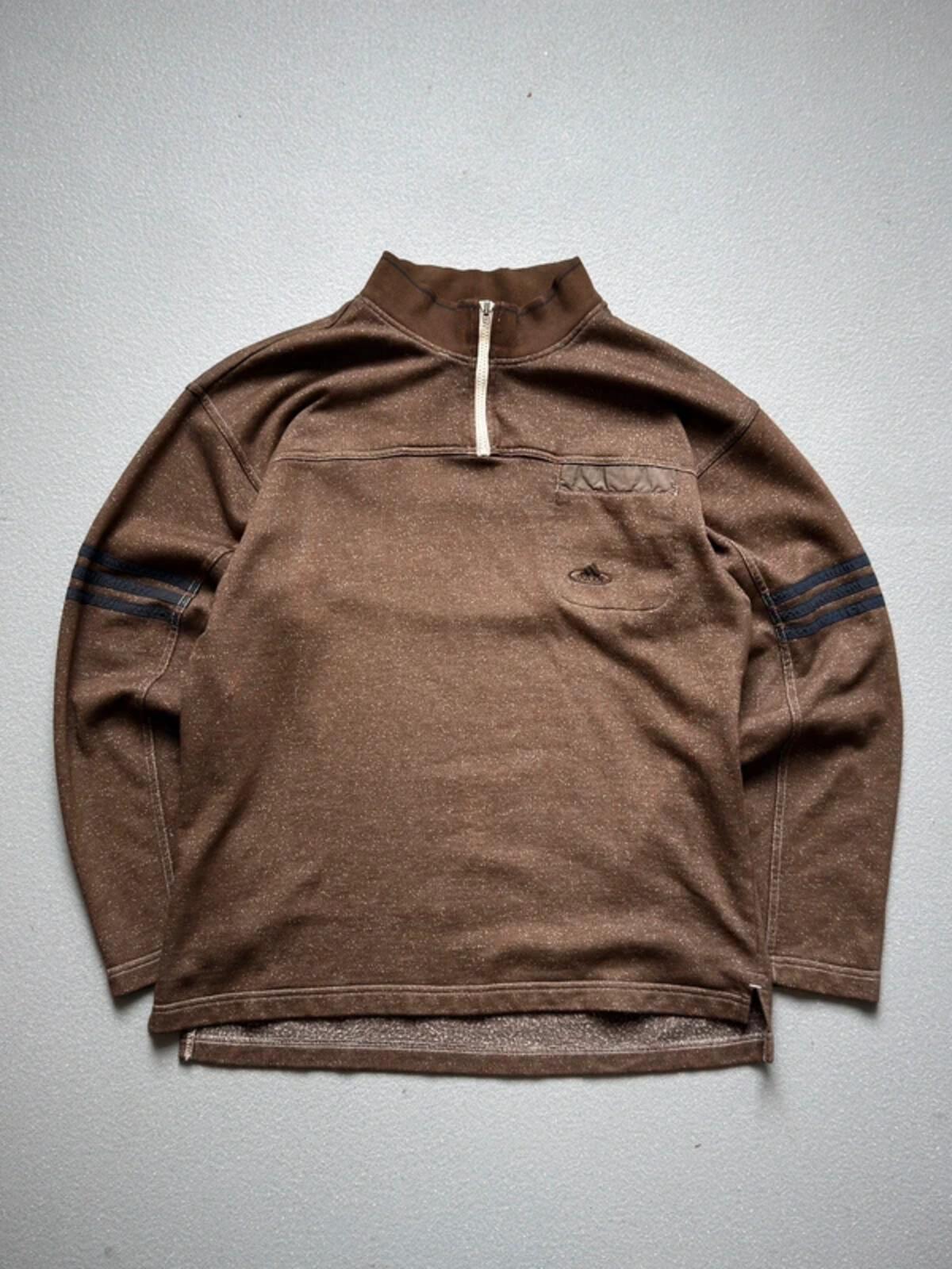 Adidas 90s Vintage 1/4 Zip Sweatshirt Brown Medium