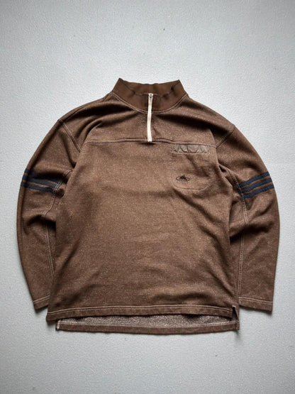 Adidas 90s Vintage 1/4 Zip Sweatshirt Brown Medium