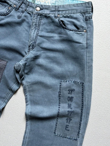 Mavi Patchwork Cotton Trousers 32” Navy